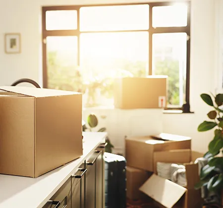 Gepackte Kartons in einer Wohnung